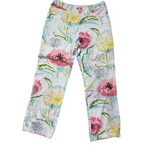 Silk Club Collection Women’s vintage floral cropped pants sz 6 cottage summer